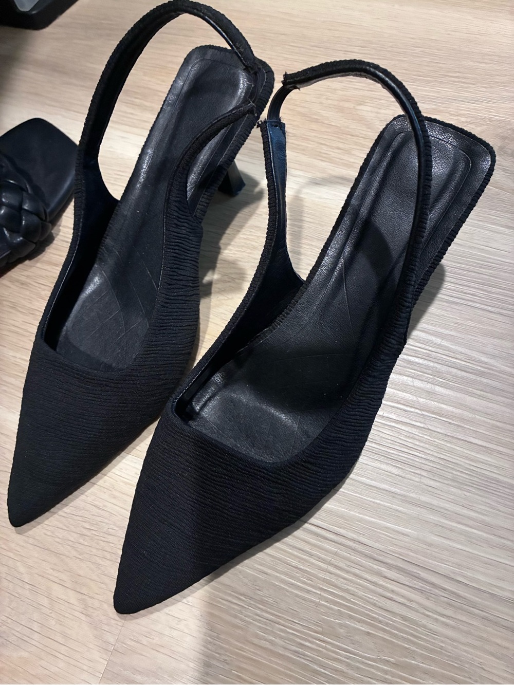 Women's Black Pointed Slingback Heels